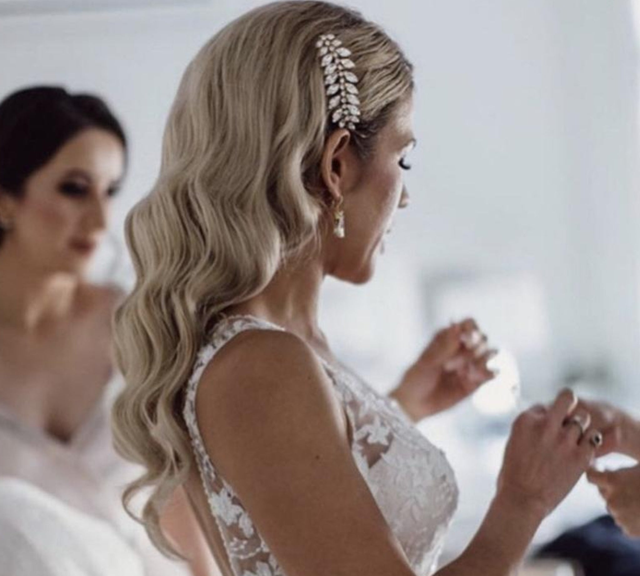 Crystal leaf bridal hair comb - ELSIE - Treasures by Agnes