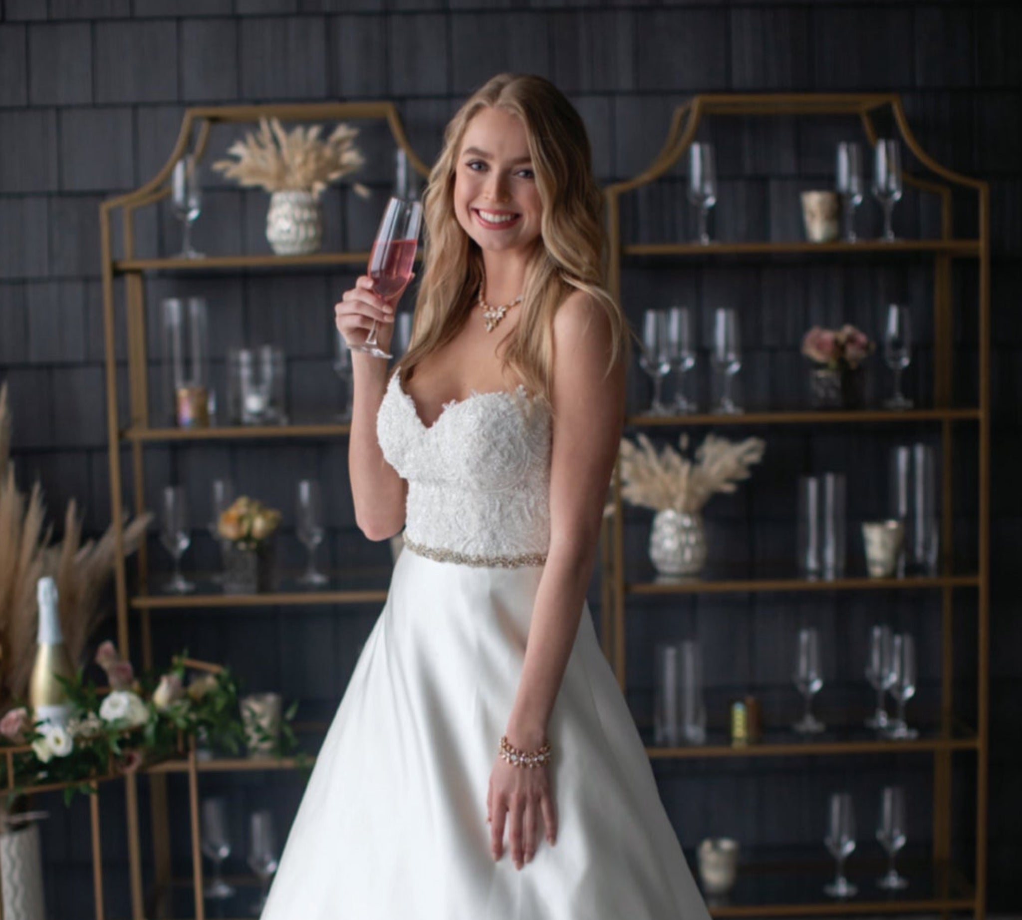 Crystal statement necklace with white opal accents- JOELLE - Treasures by Agnes