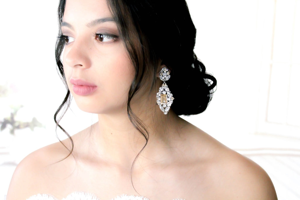 Crystal Statement Wedding Earrings - VALENTINA - Treasures by Agnes
