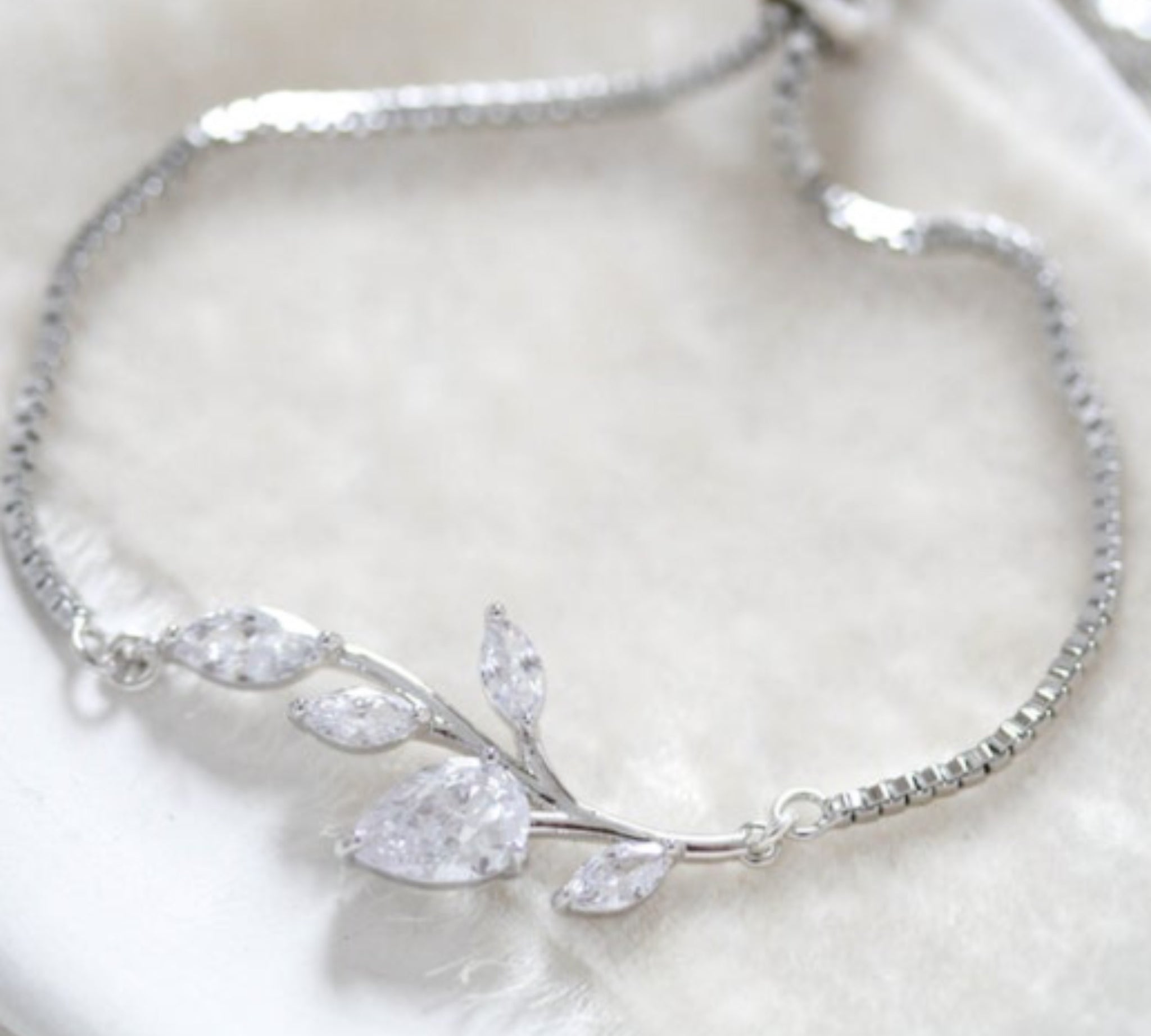 Dainty Rose gold Adjustable Wedding bracelet - APRILLE