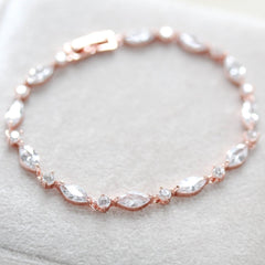 Dainty Rose gold cubic zirconia bridal bracelet - LIV - Treasures by Agnes