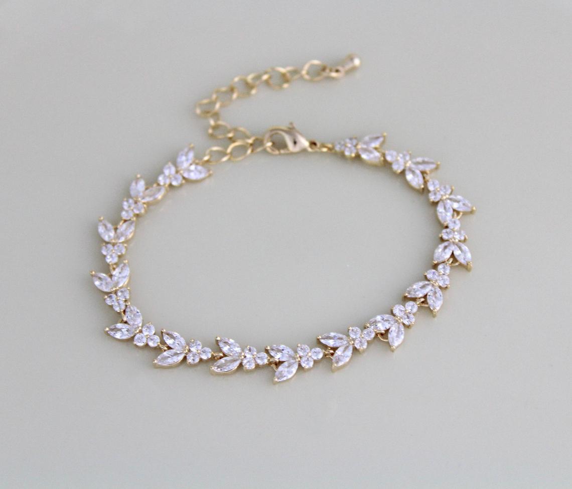 Dainty rose gold cubic zirconia tennis bracelet- ANDREA - Treasures by Agnes