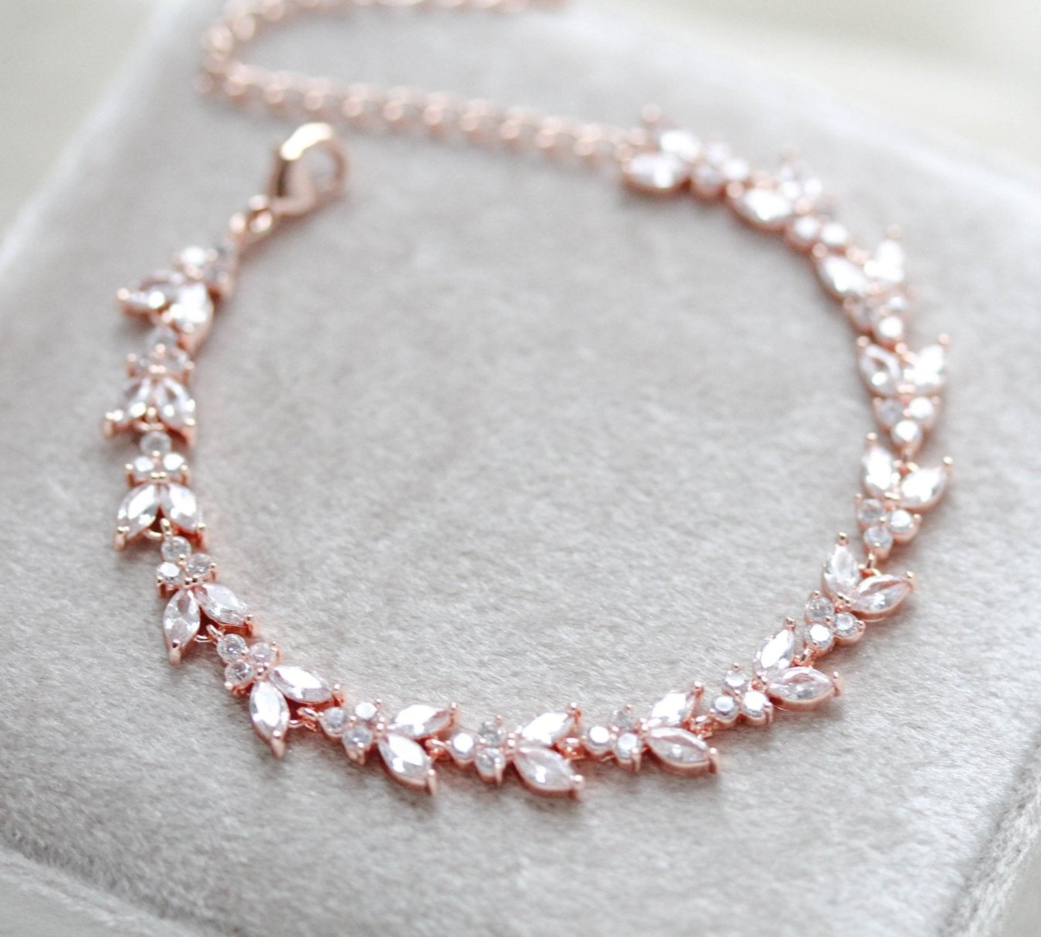 Dainty rose gold cubic zirconia tennis bracelet- ANDREA