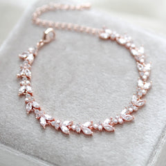 Dainty rose gold cubic zirconia tennis bracelet- ANDREA