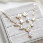 Dainty rose gold CZ bridal necklace and earring set - MARISOL
