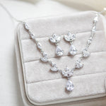 Dainty rose gold CZ bridal necklace and earring set - MARISOL