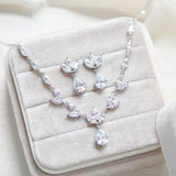 Dainty rose gold CZ bridal necklace and earring set - MARISOL