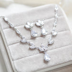Dainty rose gold CZ bridal necklace and earring set - MARISOL