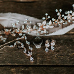 Dainty rose gold CZ bridal necklace and earring set - MARISOL - Treasures by Agnes