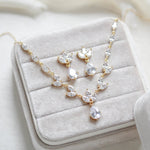 Dainty rose gold CZ bridal necklace and earring set - MARISOL