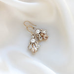 Delicate Antique gold Austrian crystal drop Bridal earrings - SYLVIA - Treasures by Agnes