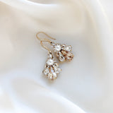 Delicate Antique gold Austrian crystal drop Bridal earrings - SYLVIA - Treasures by Agnes