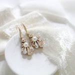 Delicate Antique gold Austrian crystal drop Bridal earrings - SYLVIA
