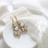 Delicate Antique gold Austrian crystal drop Bridal earrings - SYLVIA