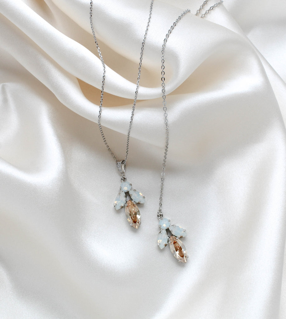Delicate crystal bridal backdrop necklace - JOYCE - Treasures by Agnes