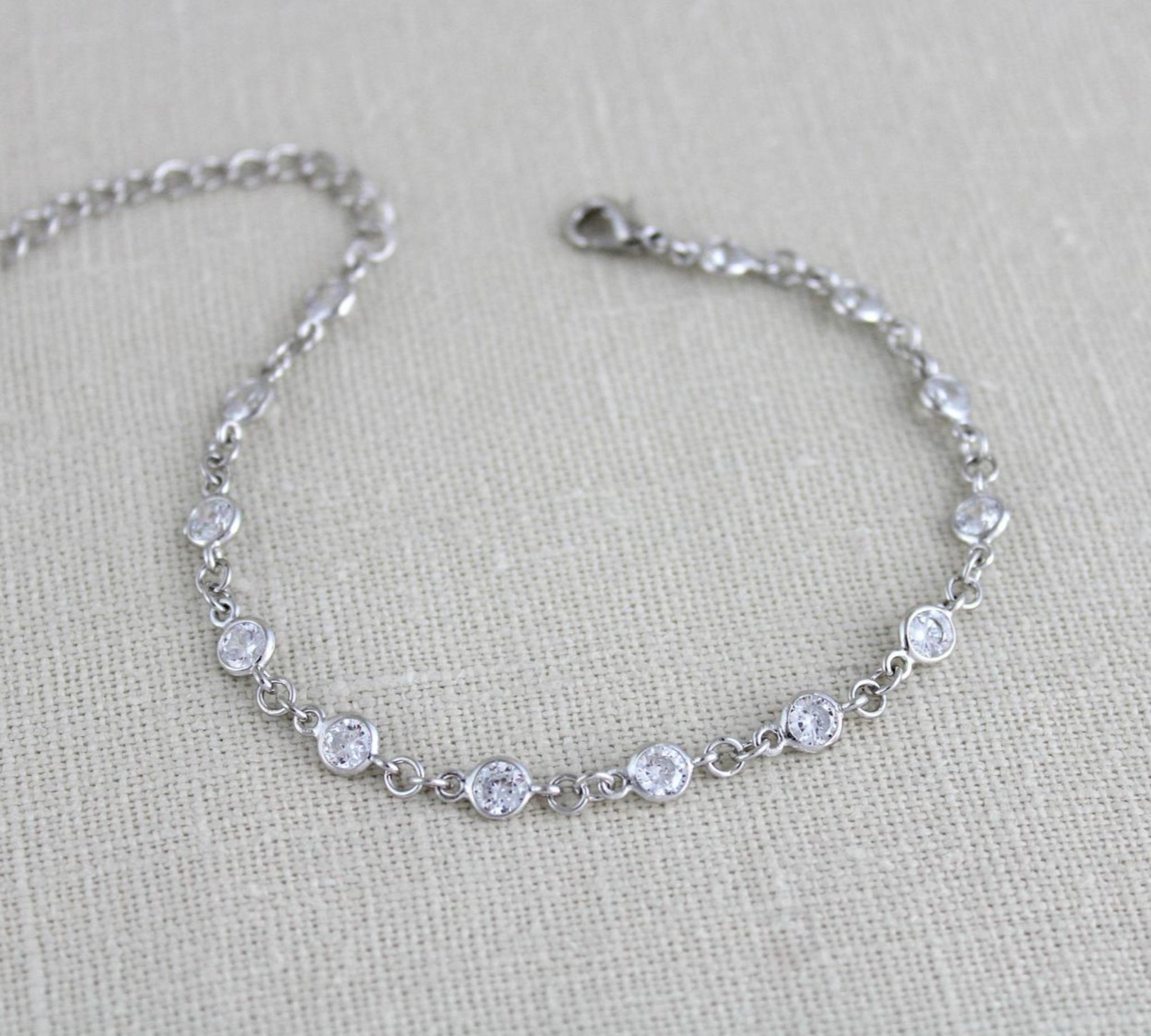 Delicate cubic zirconia rose gold Bridal or Bridesmaid tennis bracelet - KAYLA - Treasures by Agnes