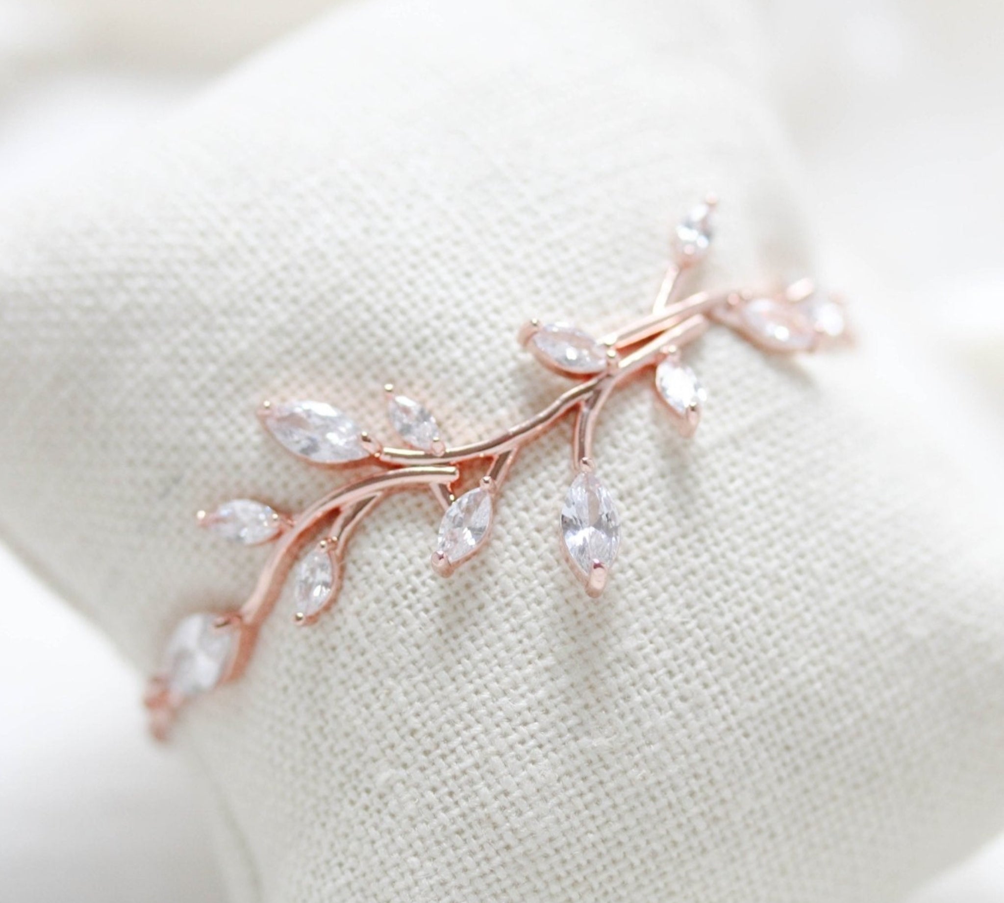 Delicate Rose gold Adjustable CZ Bridal bracelet - APRILLE - Treasures by Agnes