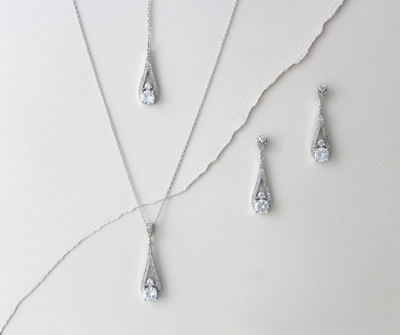 Delicate Rose gold Backdrop necklace and earring set - PRISCILLA - Treasures by Agnes