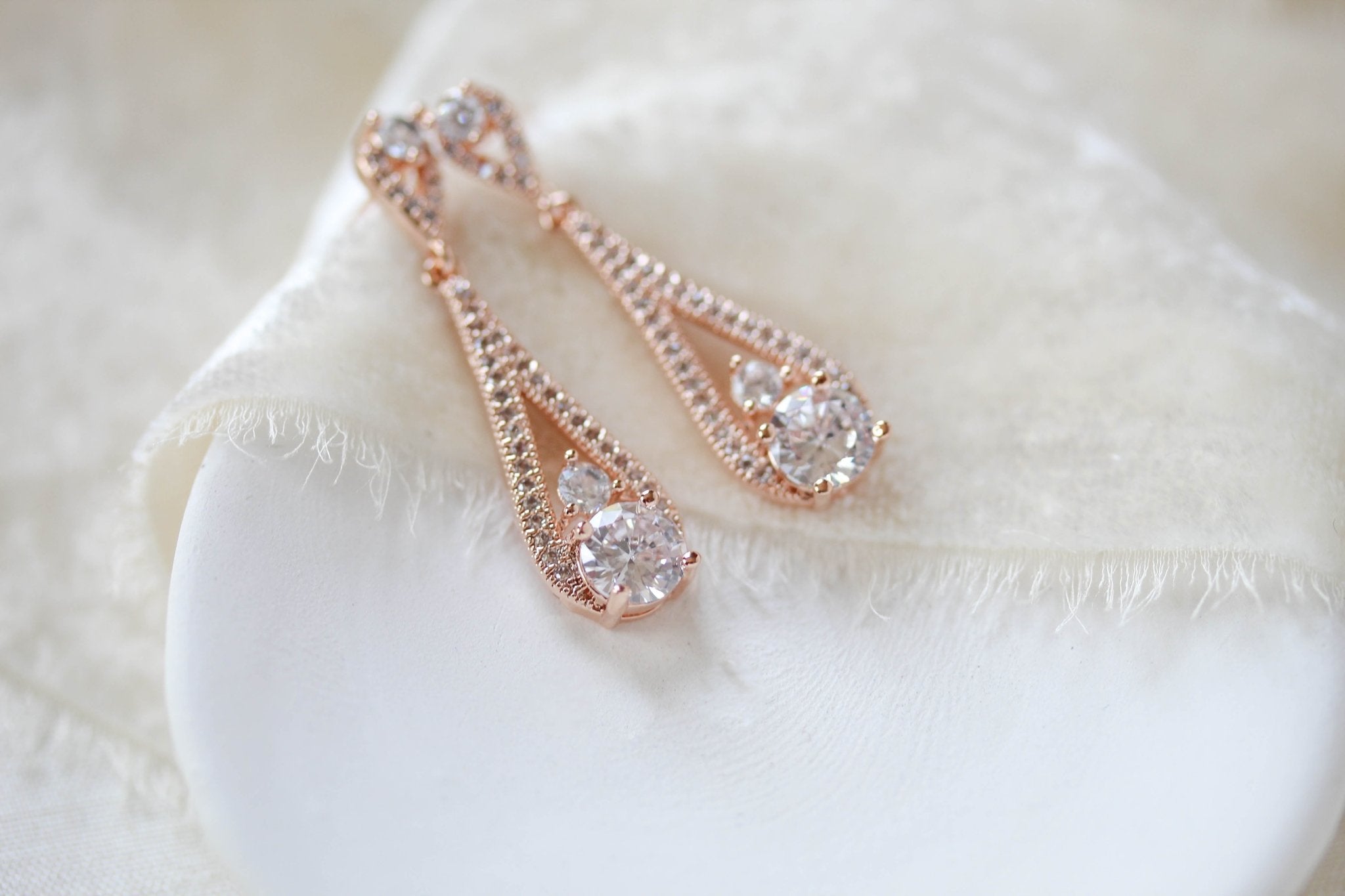 Delicate Rose gold Backdrop necklace and earring set - PRISCILLA - Treasures by Agnes