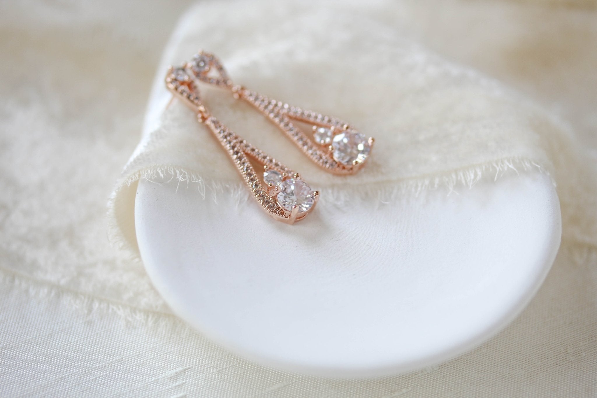 Delicate Rose gold Backdrop necklace and earring set - PRISCILLA - Treasures by Agnes