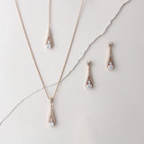 Delicate Rose gold Backdrop necklace and earring set - PRISCILLA - Treasures by Agnes