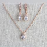 Delicate rose gold Bridal necklace and earring set - KHLOE - Treasures by Agnes
