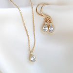 Delicate rose gold Bridal necklace and earring set - KHLOE - Treasures by Agnes