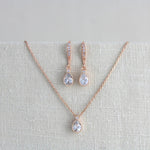 Delicate rose gold Bridal necklace and earring set - KHLOE - Treasures by Agnes