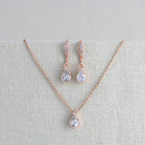 Delicate rose gold Bridal necklace and earring set - KHLOE - Treasures by Agnes