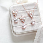 Delicate rose gold crystal drop wedding necklace set - DIVINE - Treasures by Agnes