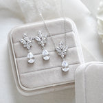 Delicate rose gold crystal drop wedding necklace set - DIVINE