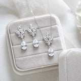 Delicate rose gold crystal drop wedding necklace set - DIVINE