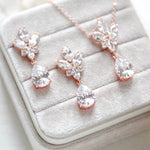 Delicate rose gold crystal drop wedding necklace set - DIVINE - Treasures by Agnes