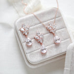Delicate rose gold crystal drop wedding necklace set - DIVINE - Treasures by Agnes