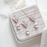Delicate rose gold crystal drop wedding necklace set - DIVINE - Treasures by Agnes