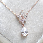 Delicate rose gold crystal drop wedding necklace set - DIVINE