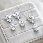 Delicate rose gold crystal drop wedding necklace set - DIVINE