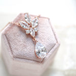 Delicate rose gold crystal drop wedding necklace set - DIVINE