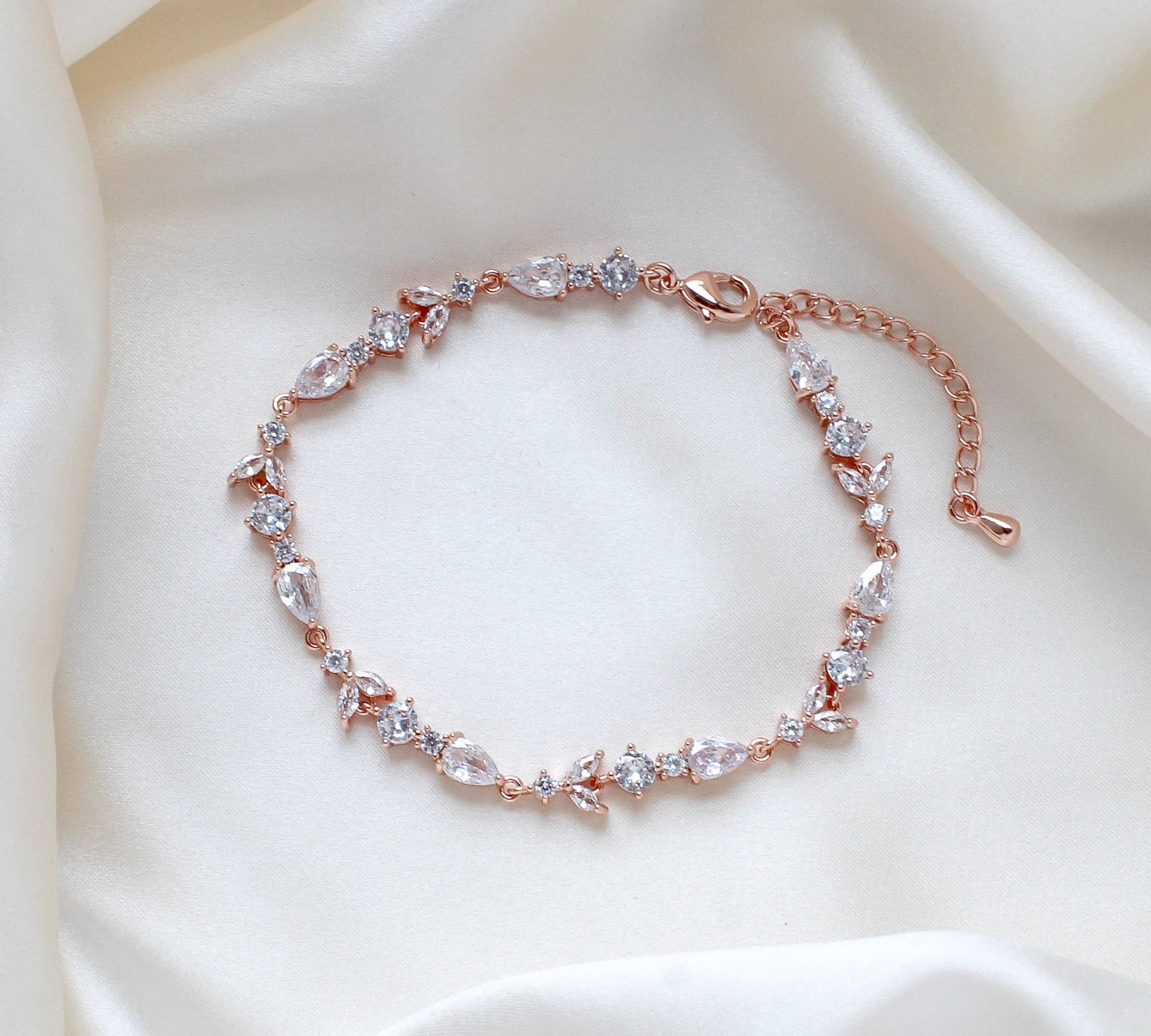 Delicate Rose gold cubic zirconia tennis bracelet - RACHEL - Treasures by Agnes