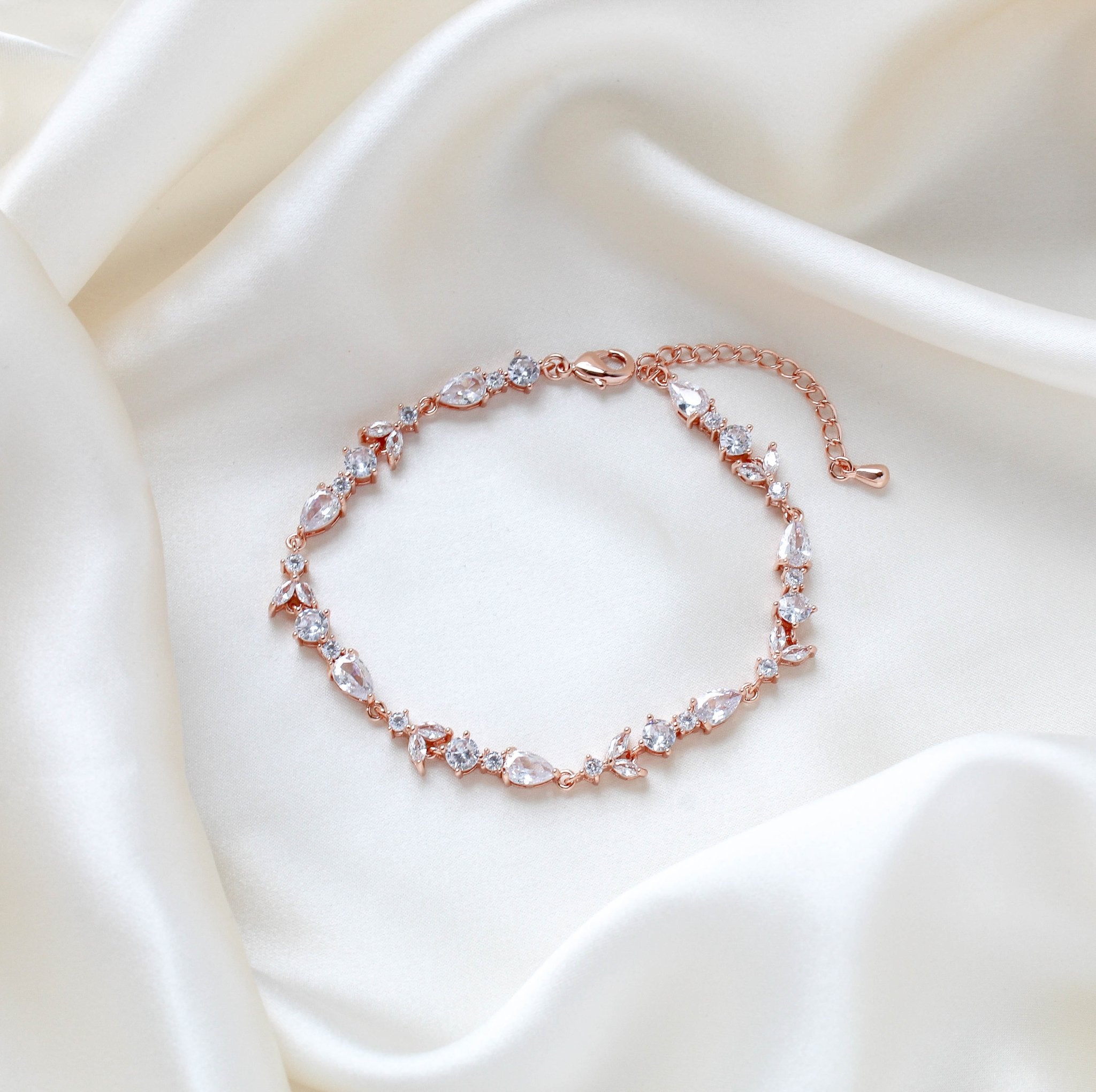 Delicate Rose gold cubic zirconia tennis bracelet - RACHEL - Treasures by Agnes