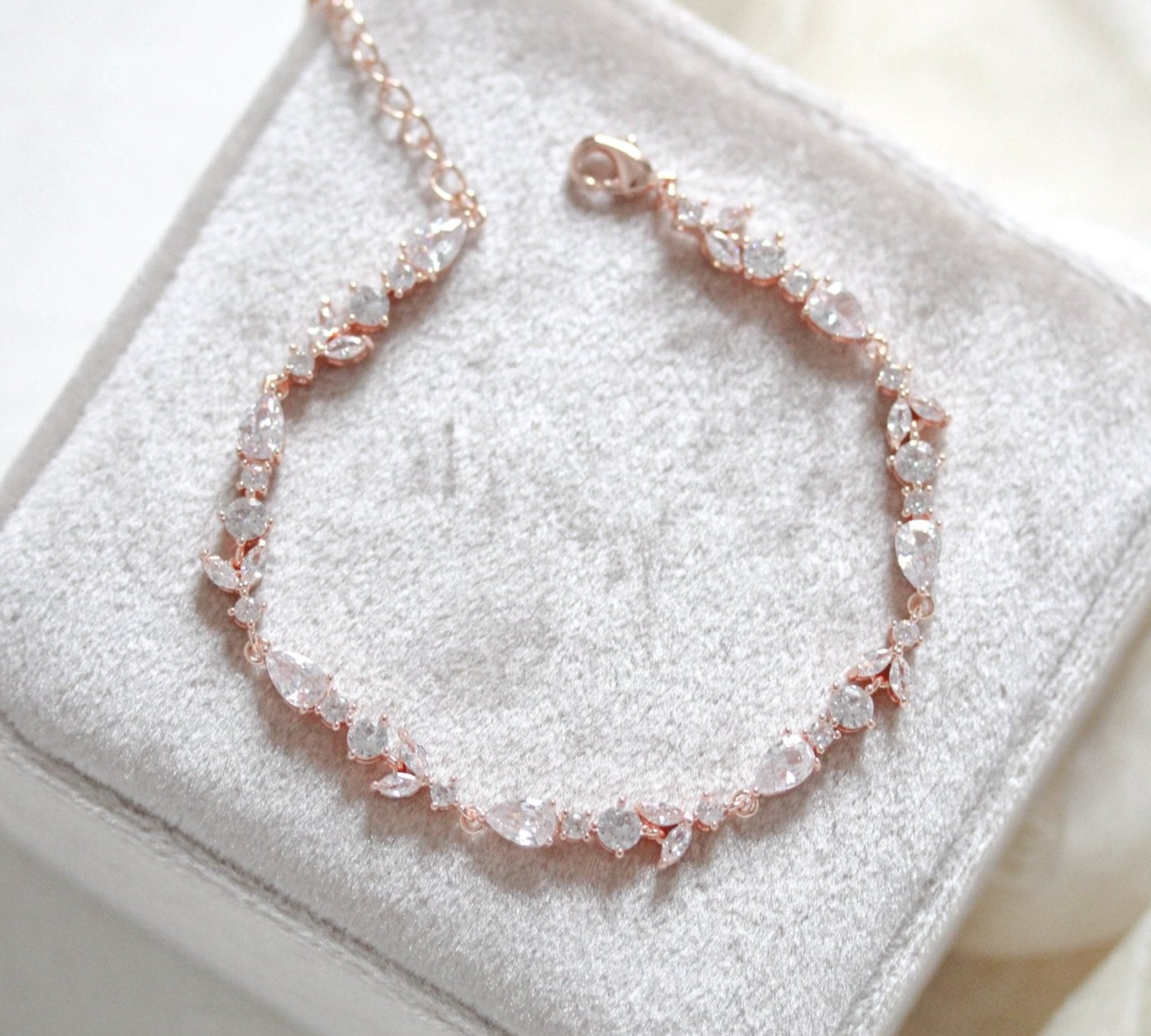 Delicate Rose gold cubic zirconia tennis bracelet - RACHEL