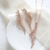 Delicate Rose gold cubic zirconia wedding jewelry set - LEAH