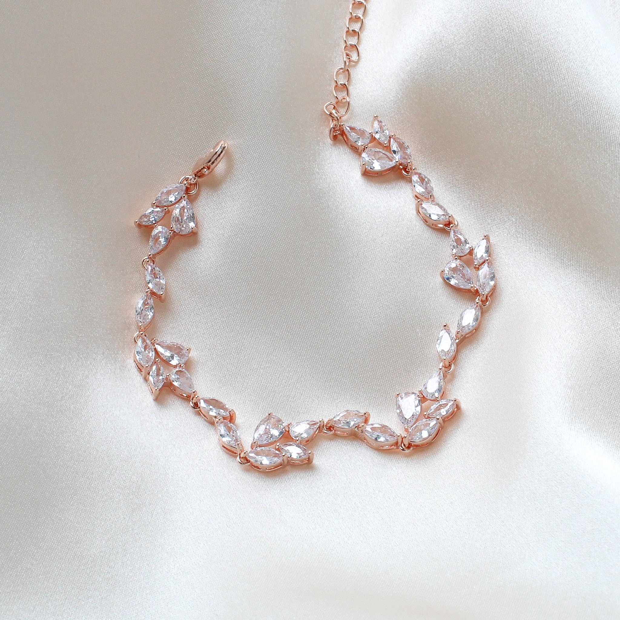 Delicate Rose gold CZ Bridal tennis bracelet - THALIA - Treasures by Agnes