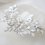Swarovski crystal floral hair comb with freshwater pearls - AMINA - Treasures by Agnes