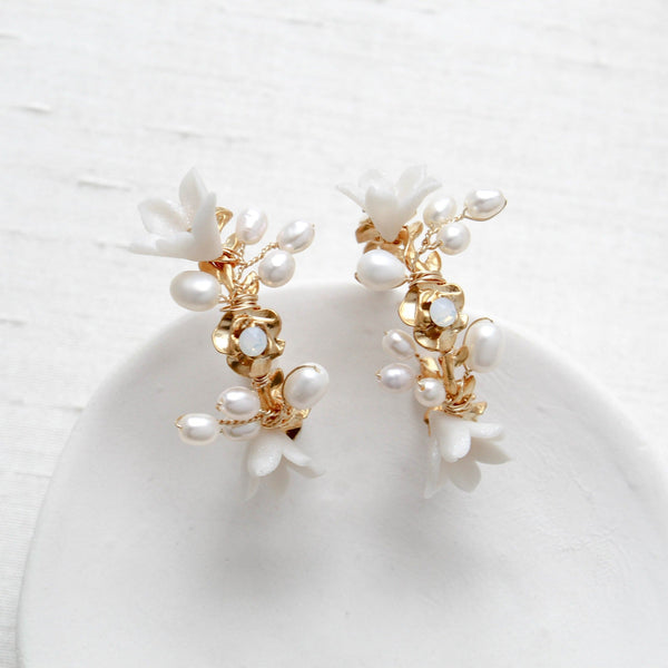 Floral hoop earrings for Bride - ADELE - Treasures by Agnes