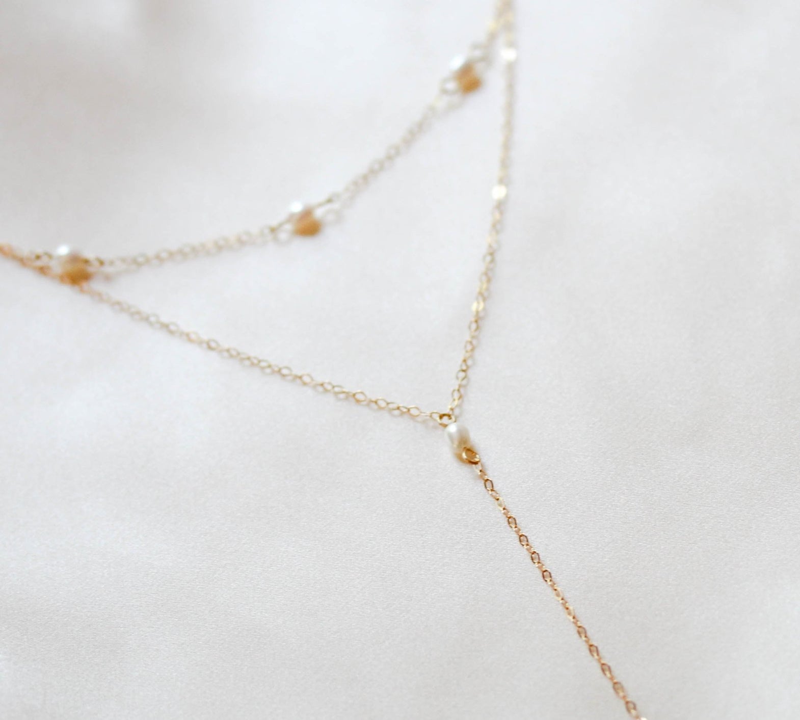 Genuine pearl Bridal backdrop necklace - ALEXANDRIA - Treasures by Agnes