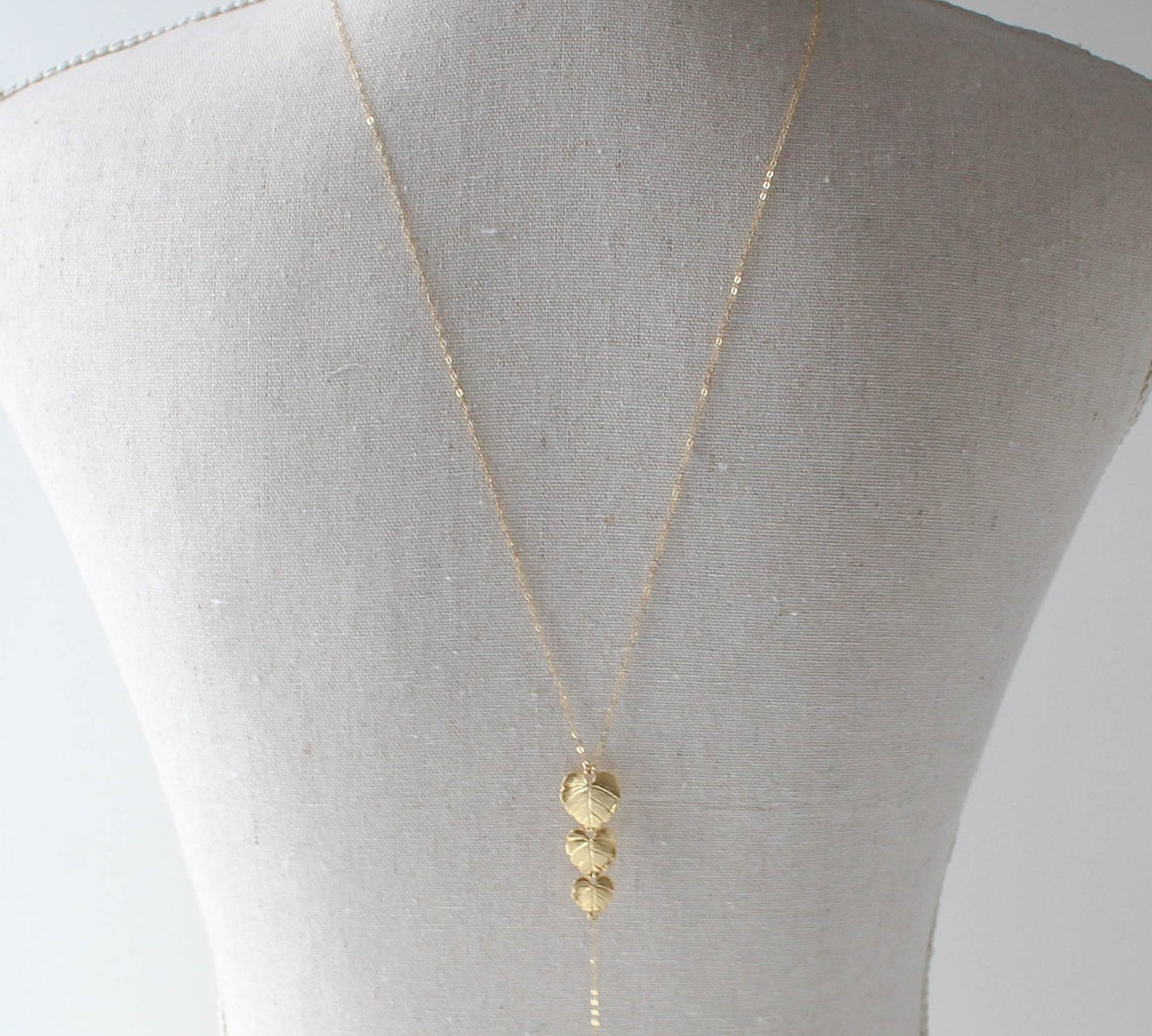 Gold bridal back necklace with freshwater pearls - DELANEY - Treasures by Agnes