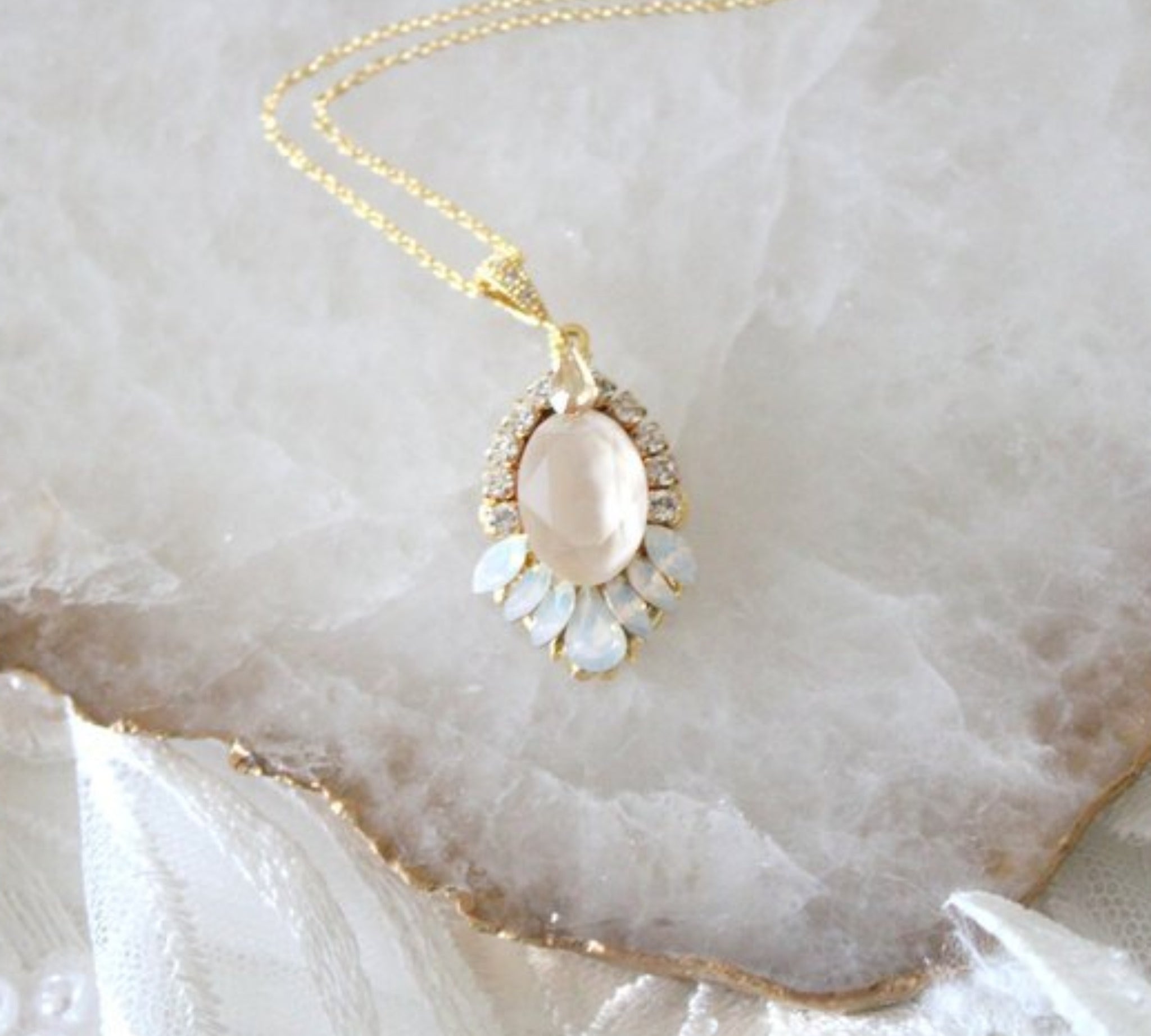 Gold Bridal crystal necklace - TEAGAN - Treasures by Agnes
