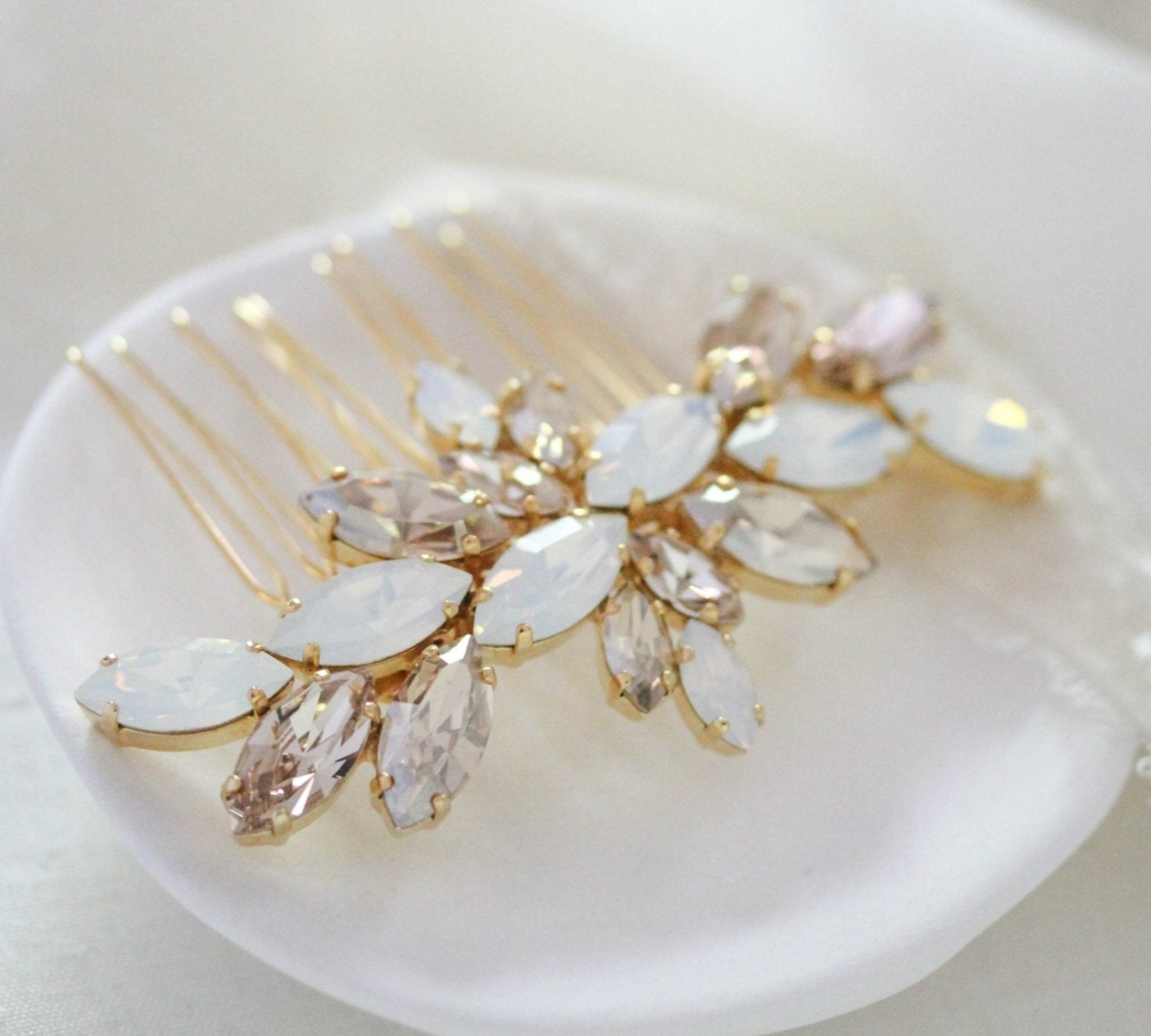 Gold Crystal Bridal hair comb - JILL - Treasures by Agnes