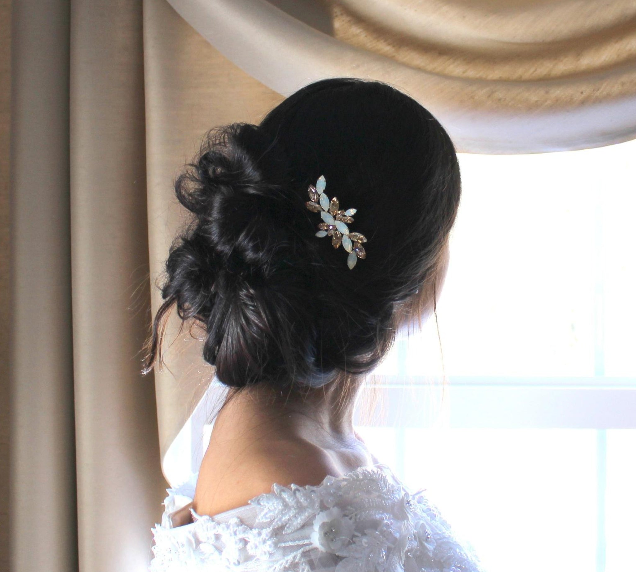 Gold Crystal Bridal hair comb - JILL - Treasures by Agnes